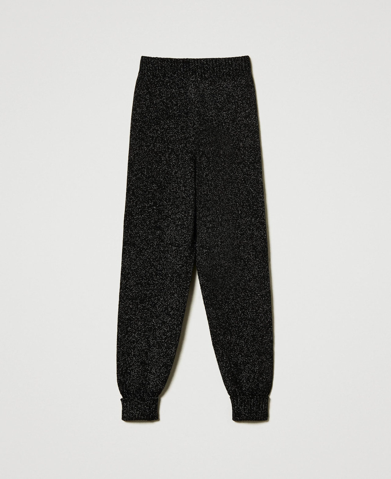 Wool and lurex blend knit joggers Two-tone Black / Lurex Gold Woman 242TT3481_02781_0S