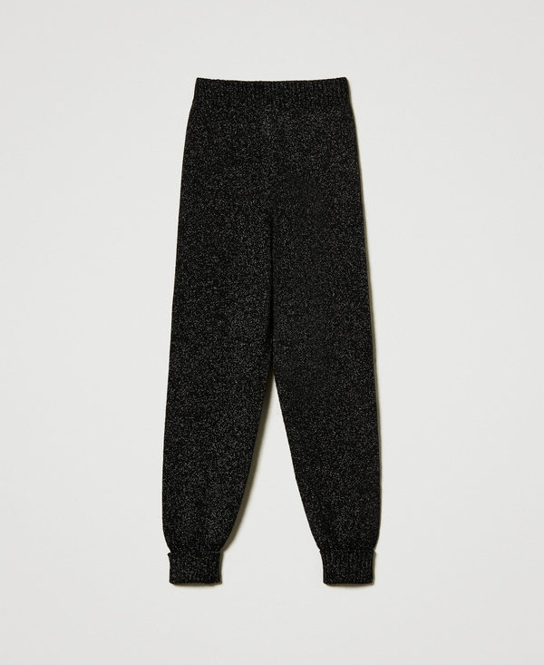 Strick-Joggers aus Wolle-Lurex-Mischung