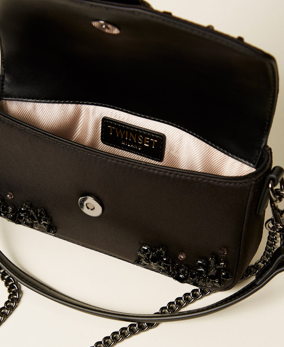 Borsa a tracolla &lsquo;Amie&rsquo; in raso con strass Nero Donna 252TD8380_00006_04