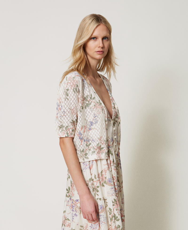 Cropped-Cardigan mit Blumendessin Multicolor Blumenprint Frau 251TT3320_12531_03