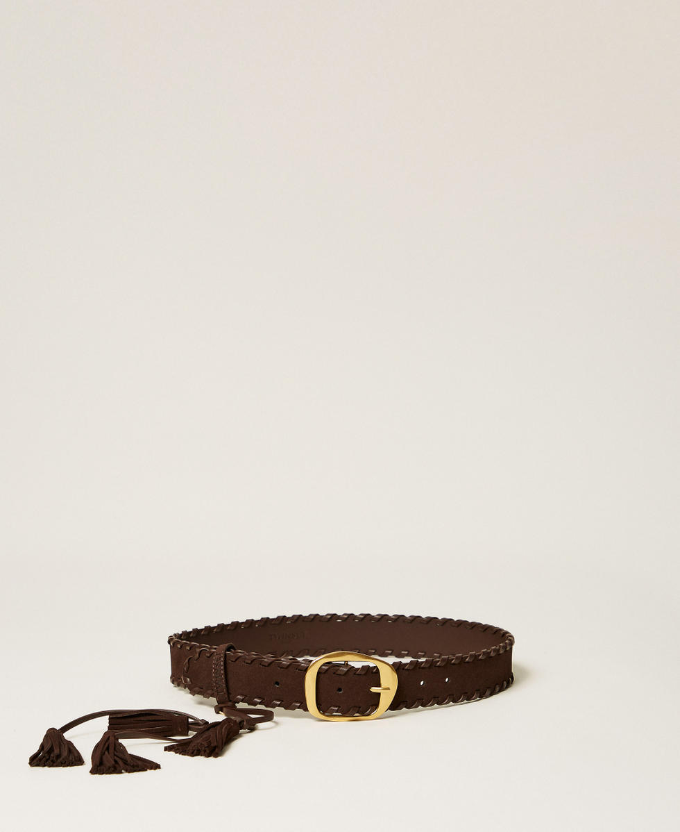 Cintura in suede con nappe Darkness Brown Donna 262TA4740_13411_01