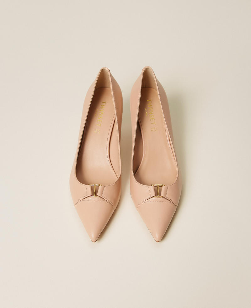Mid heel leather court shoes "Candy Peach" Pink Woman 261TCP032_00867_04