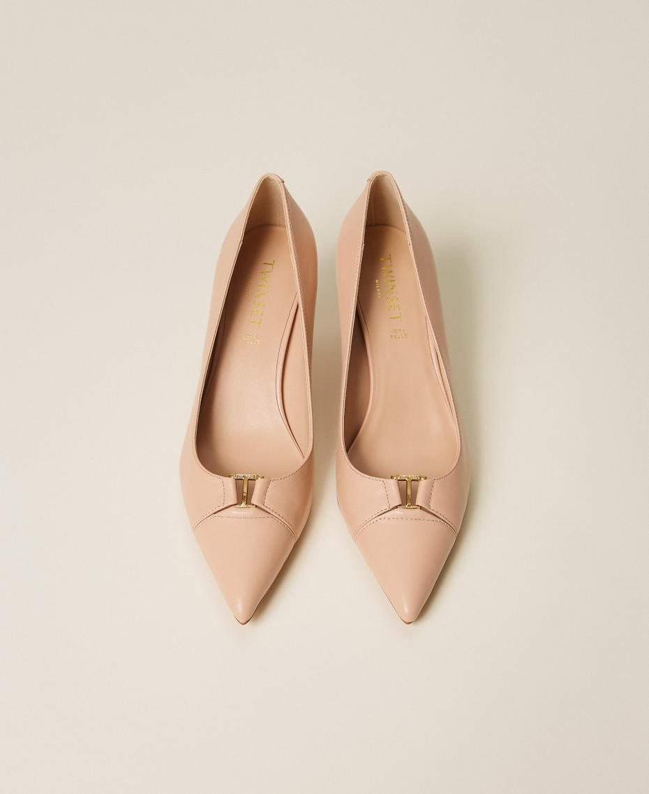 Mid heel leather court shoes "Candy Peach" Pink Woman 261TCP032_00867_04