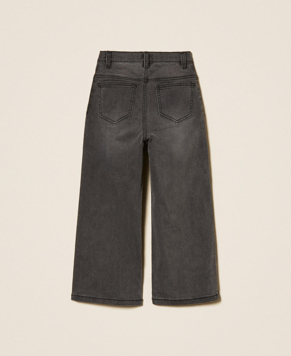 Wide-Leg-M&auml;dchenjeans mit Logokn&ouml;pfen Denim Black Old M&auml;dchen 252GB2250_11835_S1