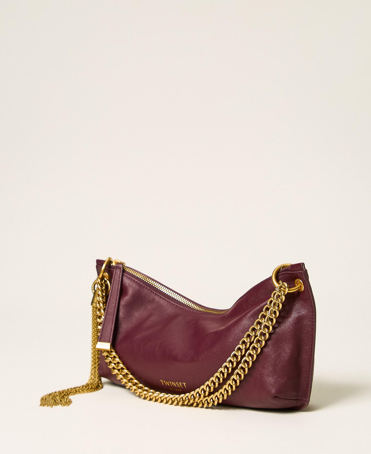 Hobo-Tasche aus Leder mit Quaste Bordeaux Frau 262TD8250_00020_03