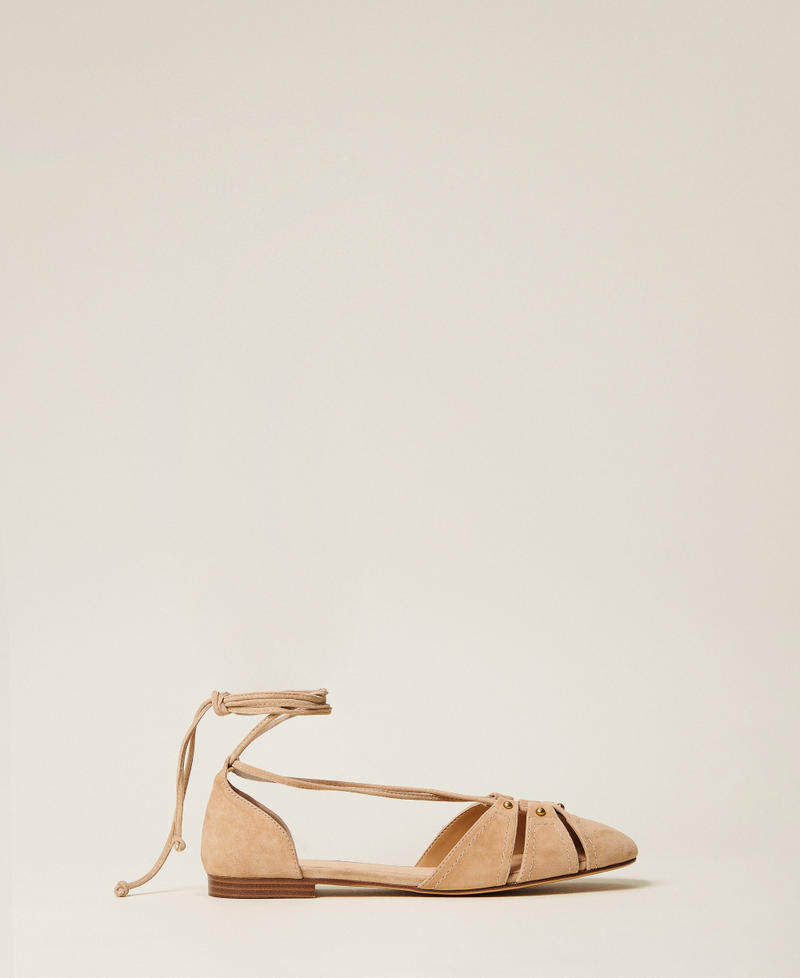 Suede ballet flats Rope Beige Woman 261TGT132_12145_01