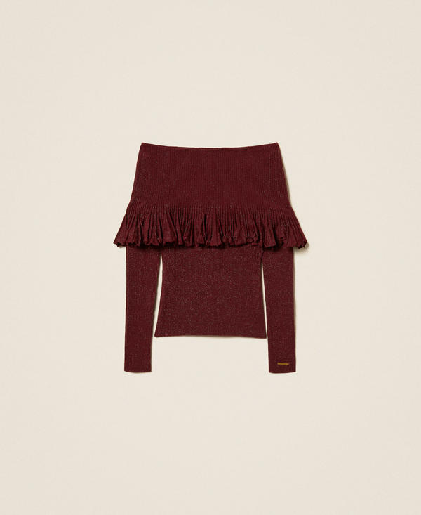 Off-shoulder jumper with ruffles
