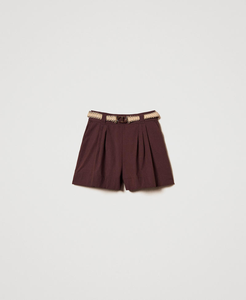 Poplin shorts with belt Coffee Woman 251TT2106_00203_S0