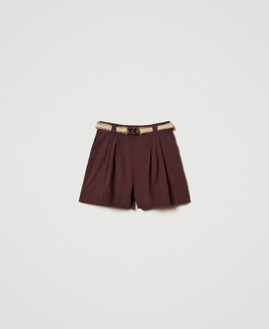 Poplin shorts with belt Coffee Woman 251TT2106_00203_S0