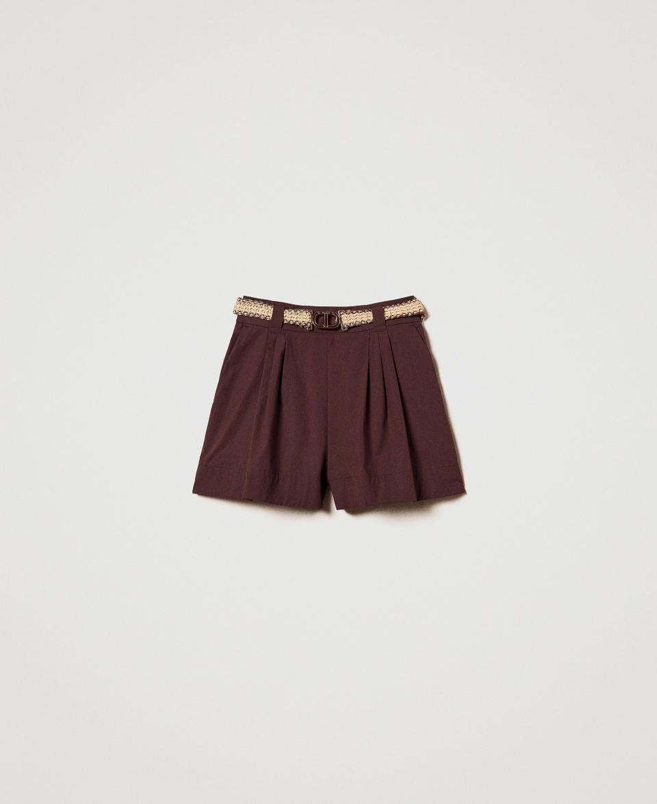 Poplin shorts with belt Coffee Woman 251TT2106_00203_S0