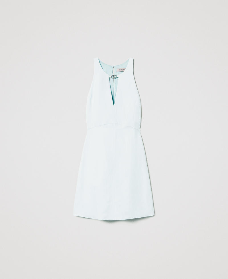 Short linen-blend dress Water Green Woman 251TT2305_12371_S0