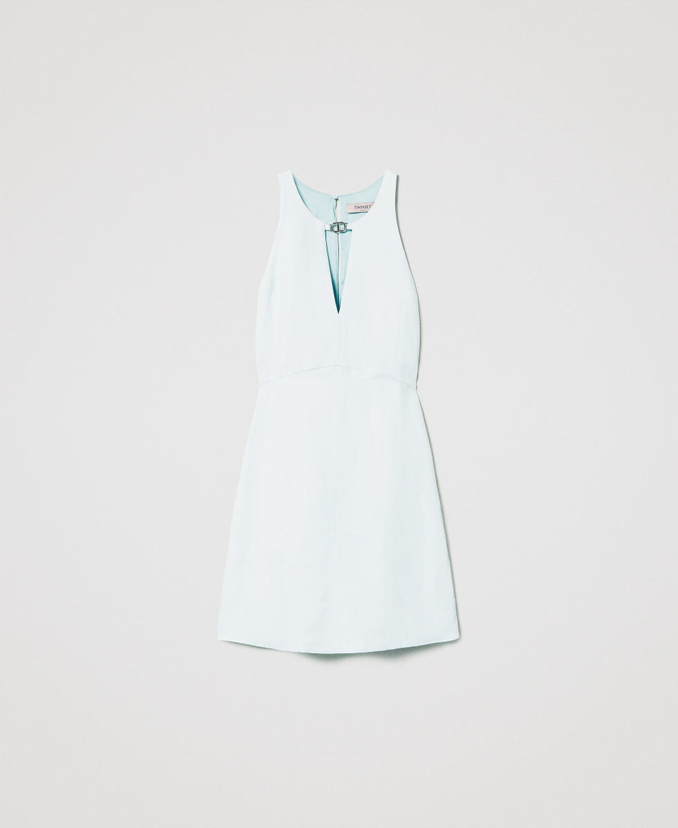 Robe courte en lin m&eacute;lang&eacute; Water Green Femme 251TT2305_12371_S0