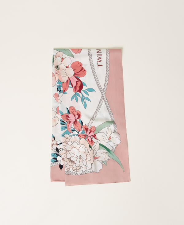 Kefiah with floral print and logo