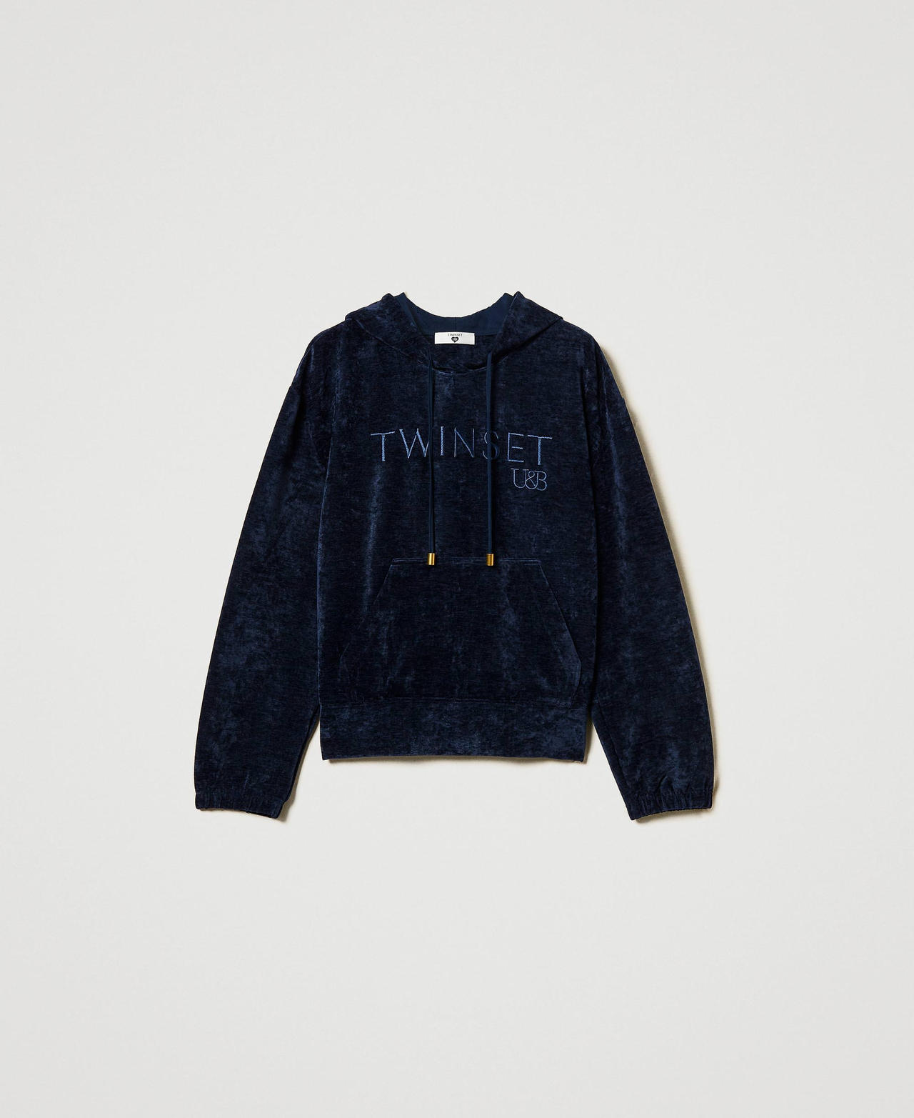 Scee by twin set Felpa in velluto con logo ricamato