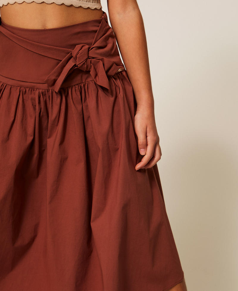 Asymmetric long poplin skirt Dark Root Brown Girl 261GJ2017_13120_04