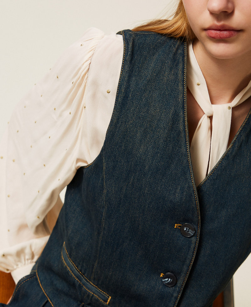 Denim boxy waistcoat "Mid Denim" Blue Woman 252TP2561_01611_04