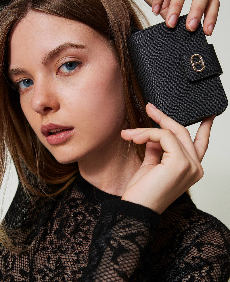 Wallet with zip and Oval T button Black Woman 242TH7022_00006_S0