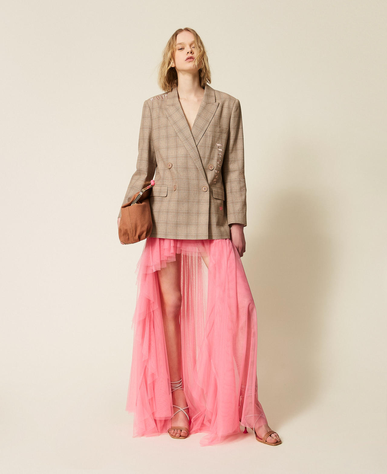 Falda larga asim&eacute;trica MYFO de tul Rosa &laquo;Aurora Pink&raquo; Mujer 261AQ2110_07207_01