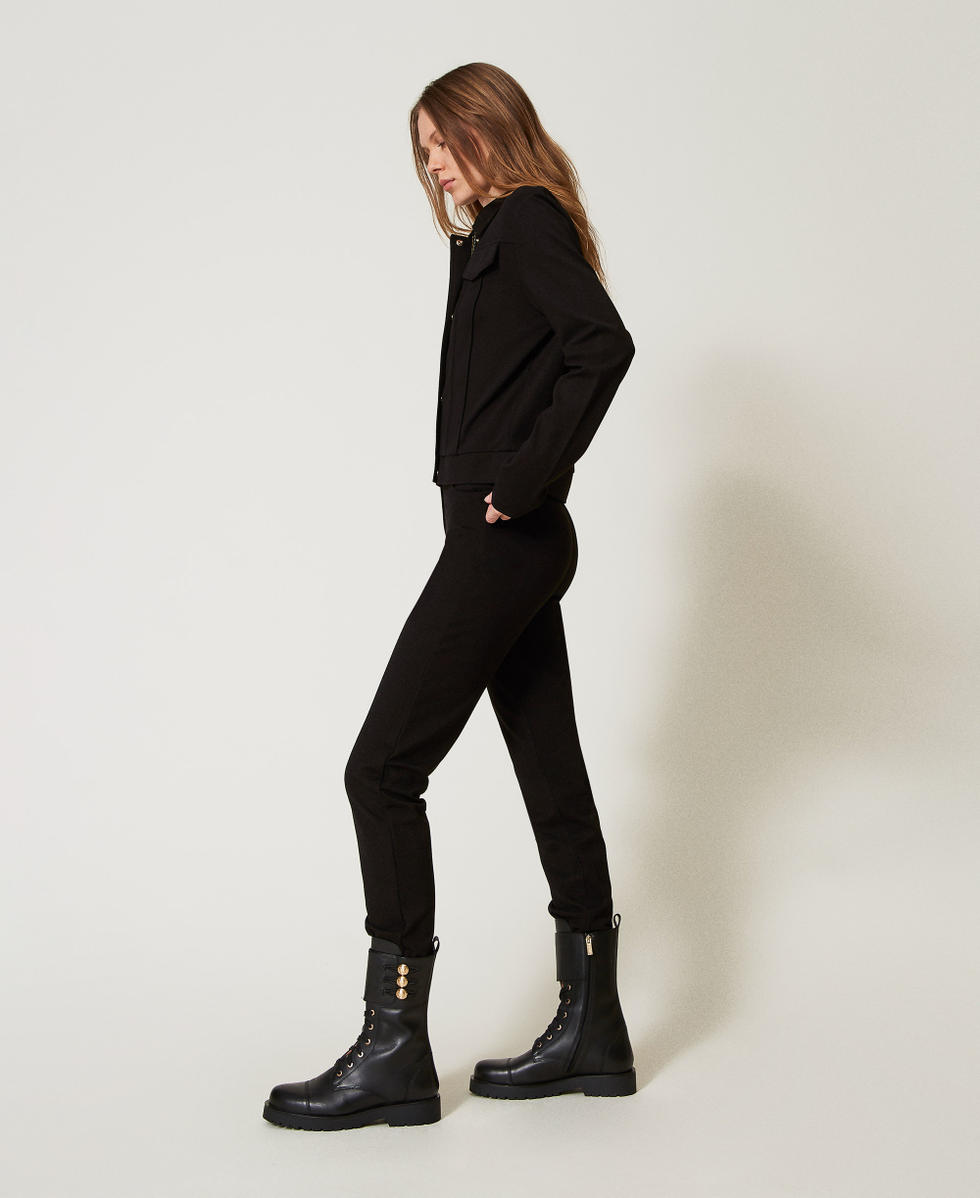 Pantalon droit avec pinces Noir Femme 251LL2RCC_00006_01