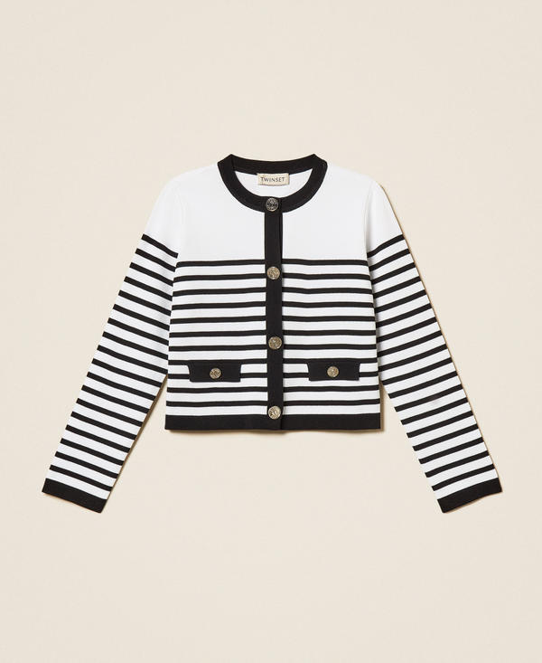 Cardigan-Pullover mit Streifen