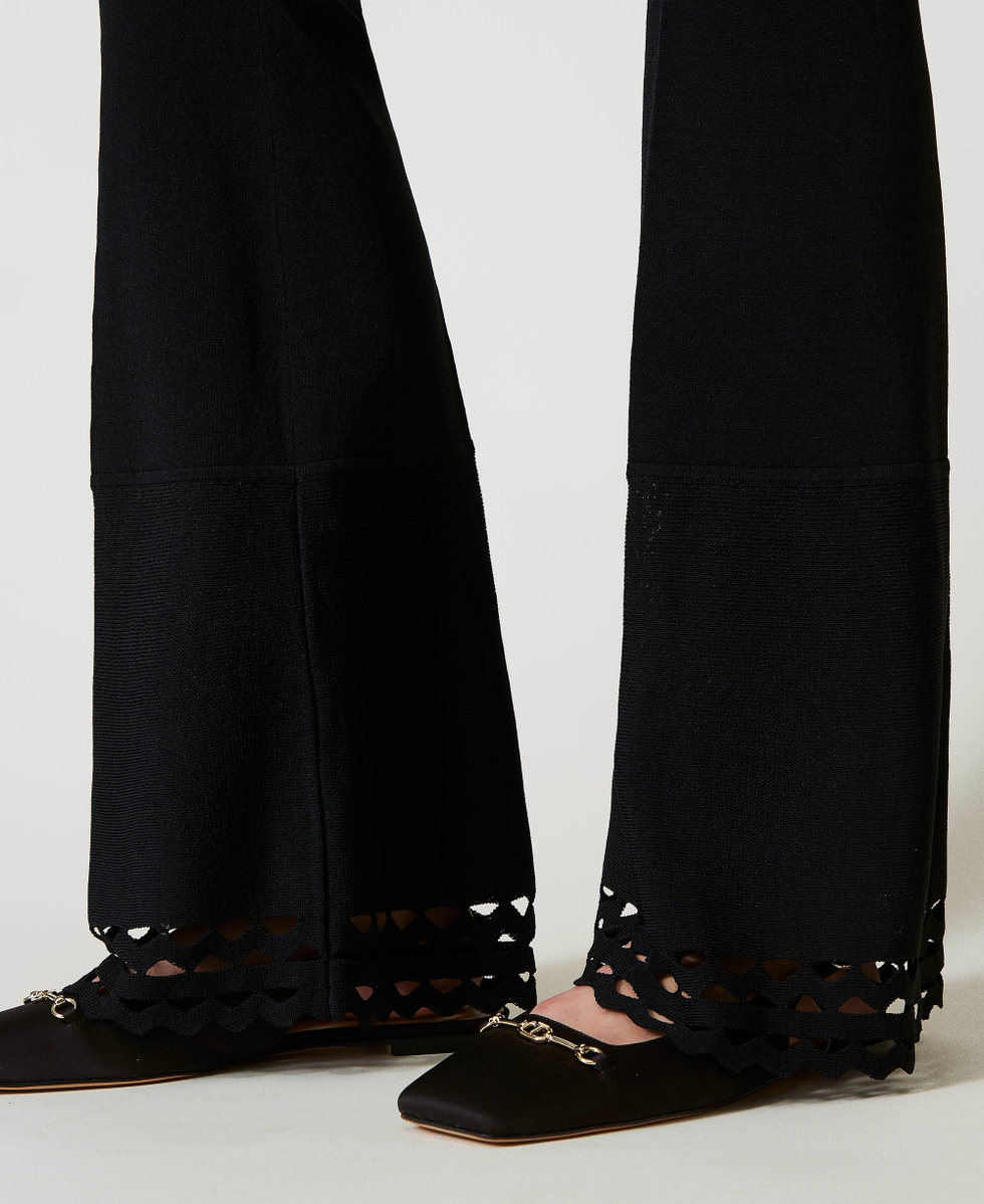 Pantalon &eacute;vas&eacute; avec motif g&eacute;om&eacute;trique Noir Femme 251TP3051_00006_04
