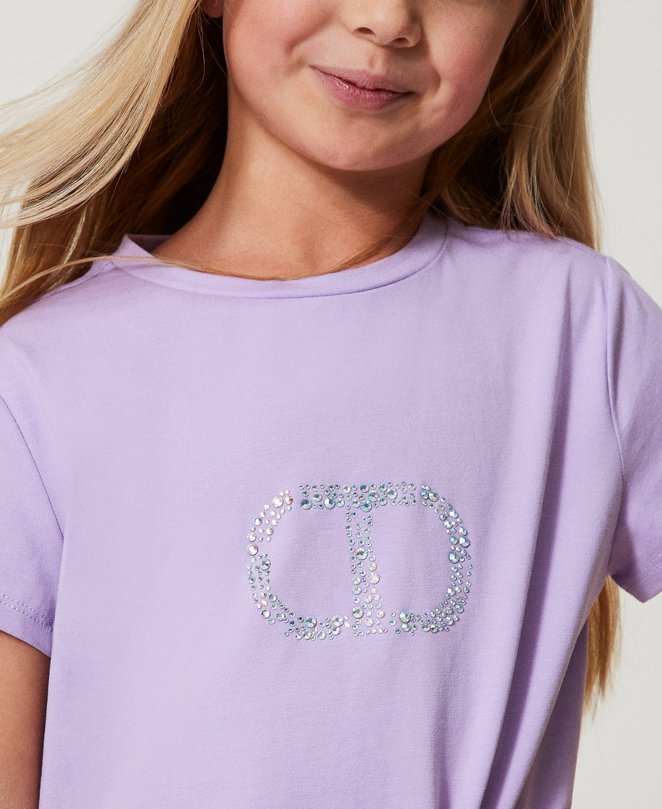 T-shirt with rhinestone Oval T Pastel Violet Girl 251GJ2485_11862_04