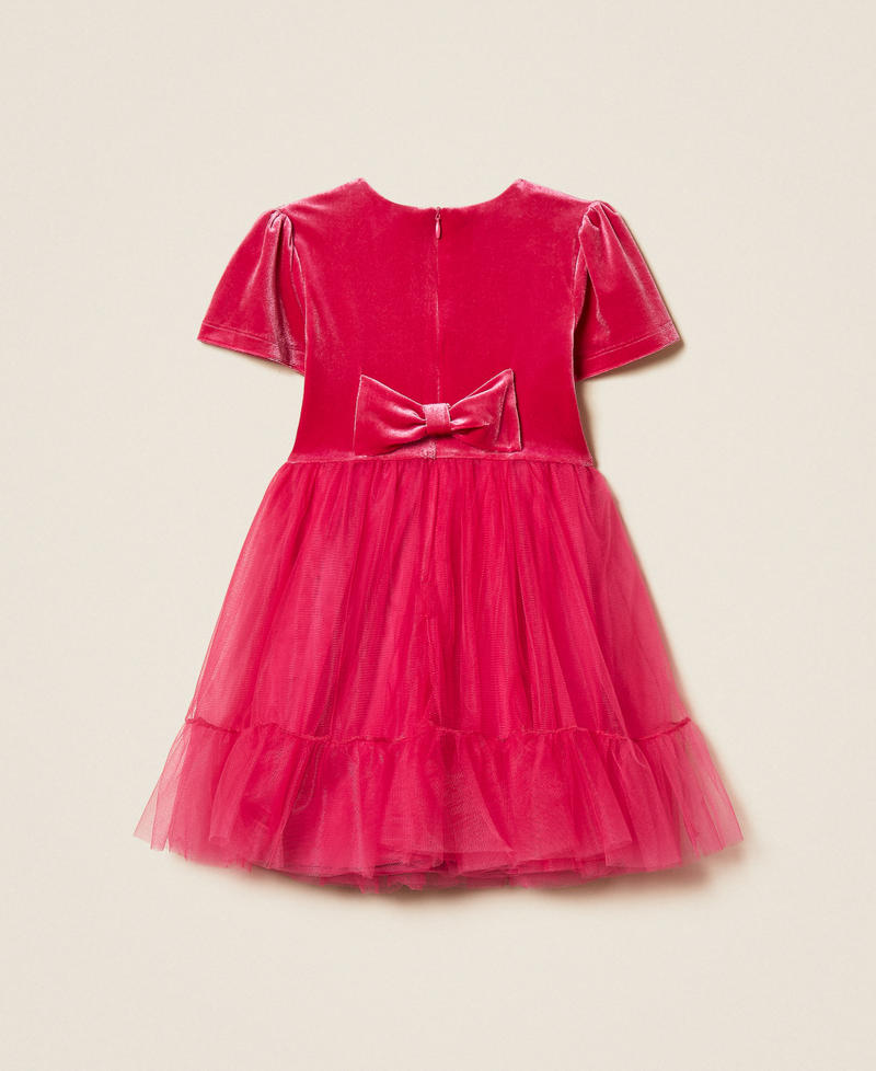 Girls' short velvet and tulle dress Candy Rose Girl 252GB2200_00338_S1