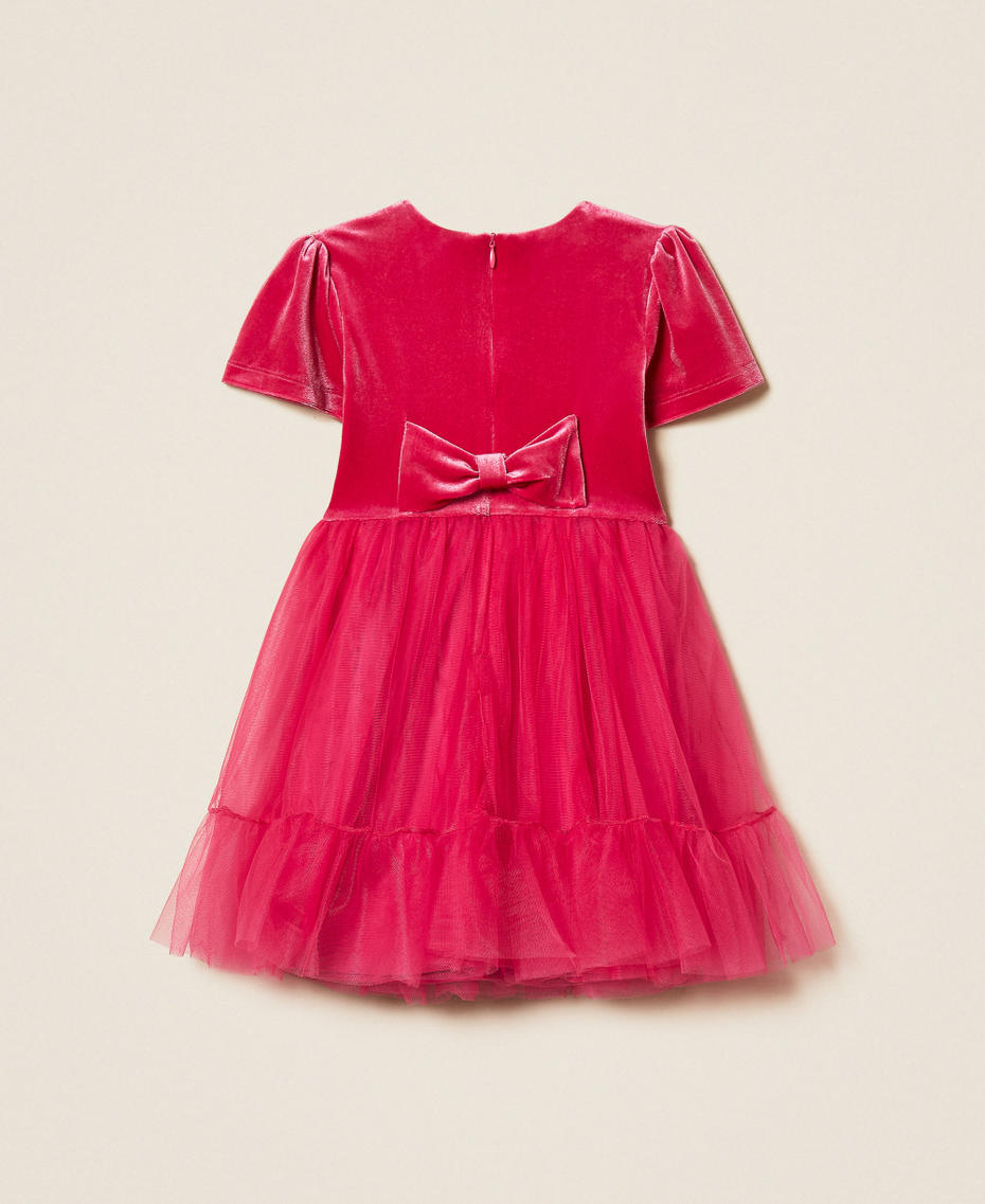 Girls' short velvet and tulle dress Candy Rose Girl 252GB2200_00338_S1