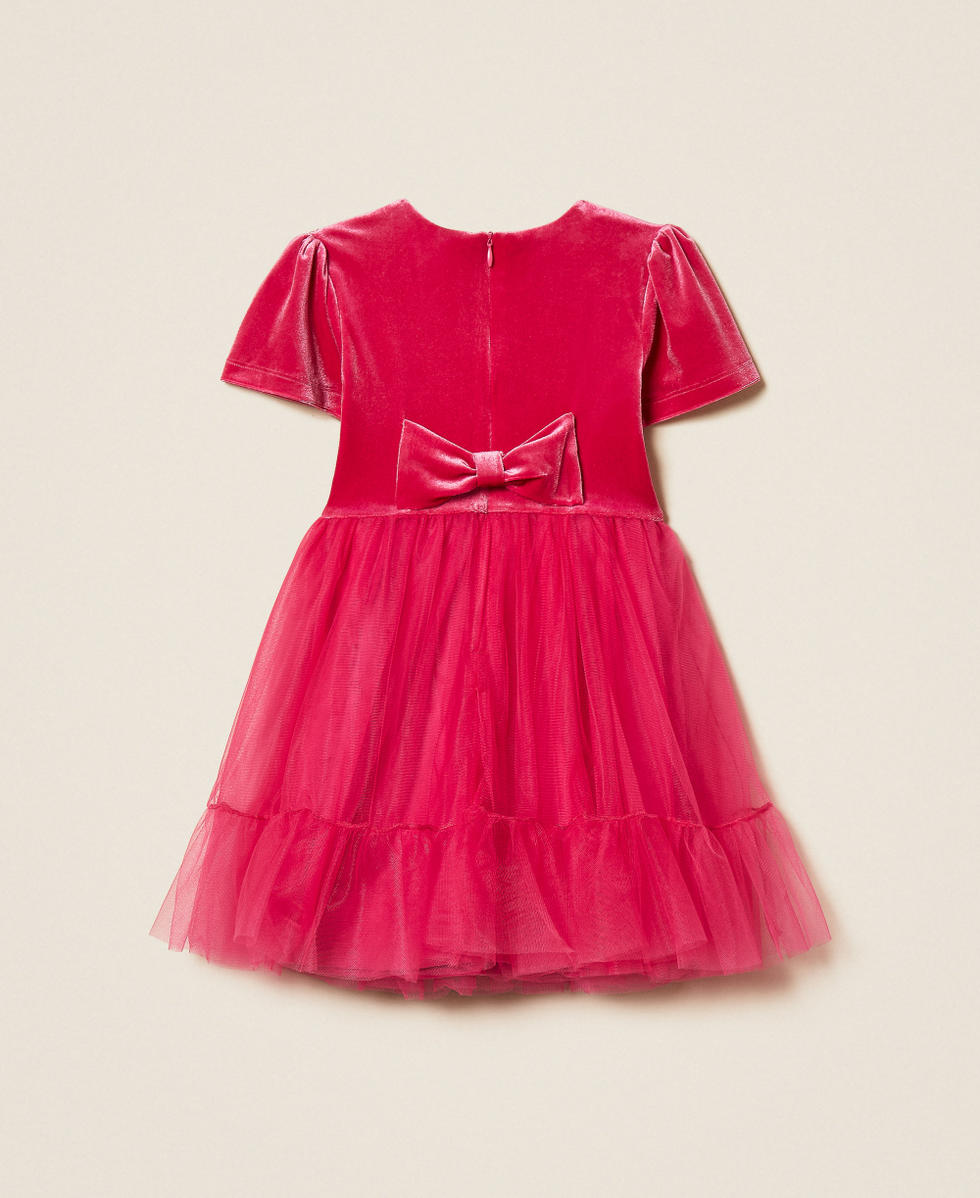 Kurzes M&auml;dchenkleid aus Samt und T&uuml;ll Rosa Candy Rose M&auml;dchen 252GB2200_00338_S1