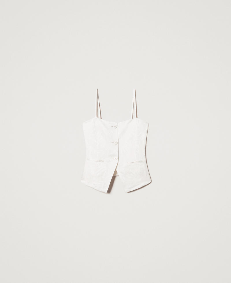 Fitted jacquard satin top White Snow Woman 251TT2174_00282_S0