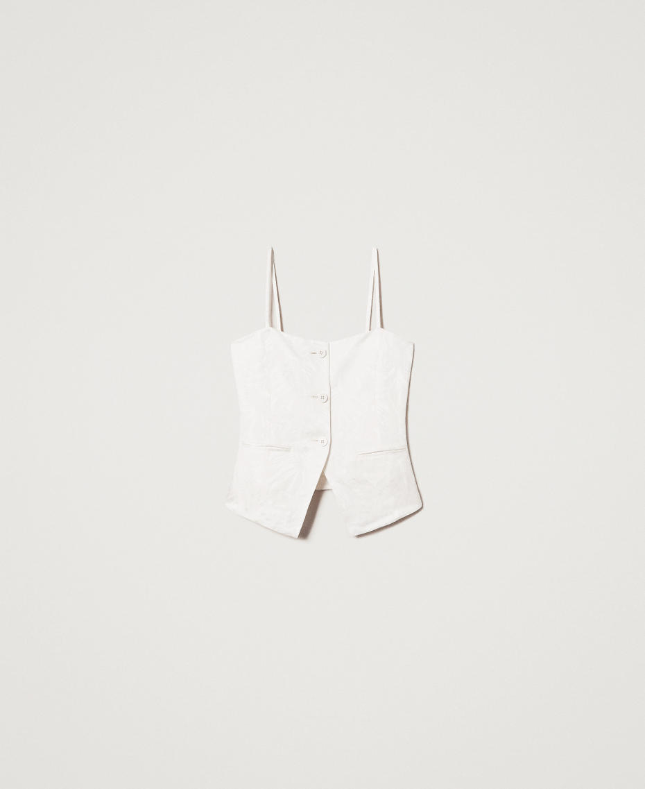 Fitted jacquard satin top White Snow Woman 251TT2174_00282_S0