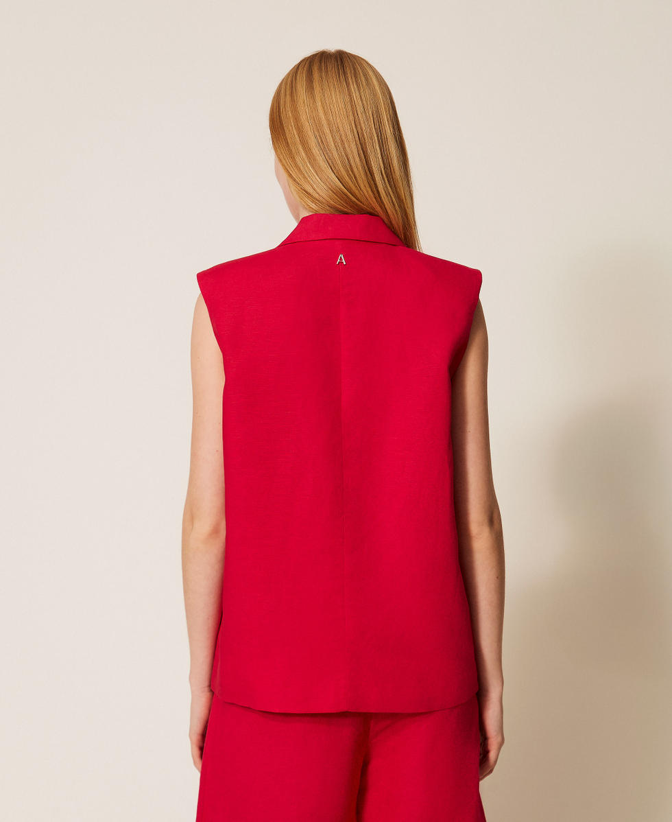 Gilet en lin m&eacute;lang&eacute; Rouge &laquo;&nbsp;Magenta&nbsp;&raquo; Femme 261AP2320_13160_03