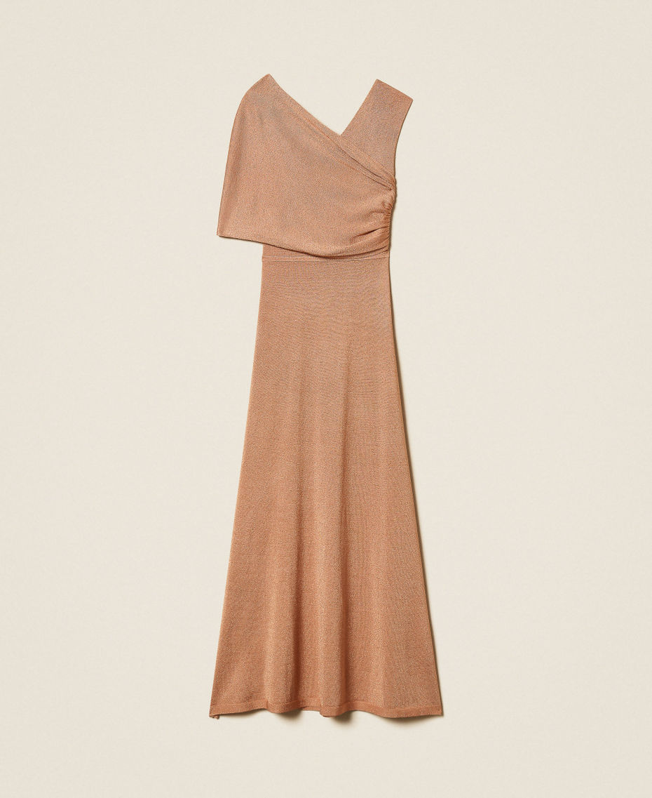 Robe longue en maille avec lurex Pearl Rose Fonc&eacute; Lurex Femme 261TT3010_13573_S0