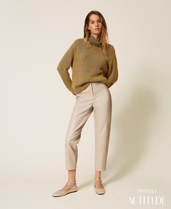 Байкерские брюки с кожаным эффектом