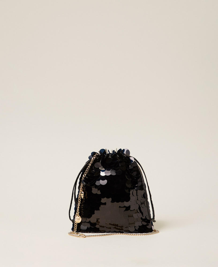 Satin clutch with sequins Black Woman 261TL8020_00006_01