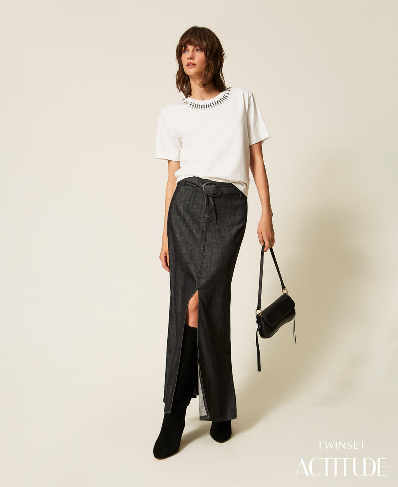 T-shirt slim con ricamo Off White Donna 262AP2480_00526_PA