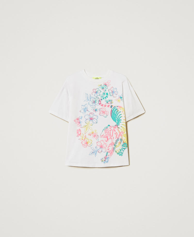 MYFO t-shirt with a floral print Papers/Multicolour Tiger Print Woman 251AQ2054_12440_0S