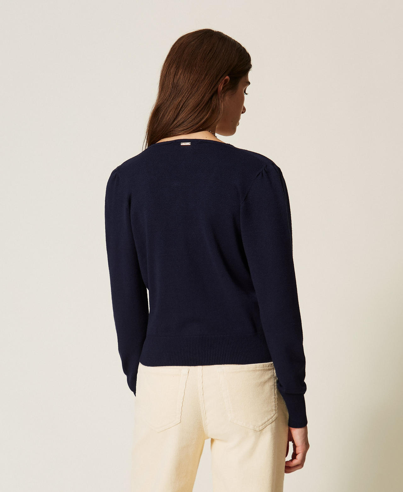 Pullover aus Viskosemischung mit Wickeldetail Klassisches Blau Frau 262TT3331_11956_03