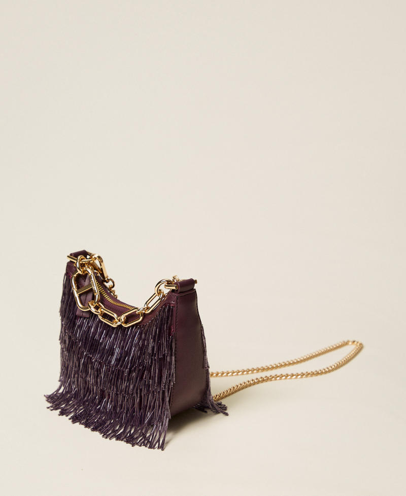 Croissant bag with bead fringes Purple Eden Woman 252TD8240_12635_02