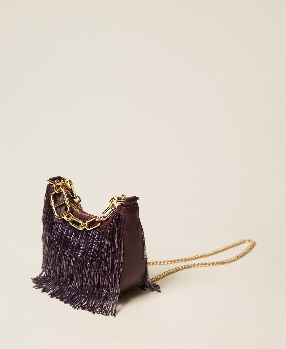 Croissant bag with bead fringes Purple Eden Woman 252TD8240_12635_02