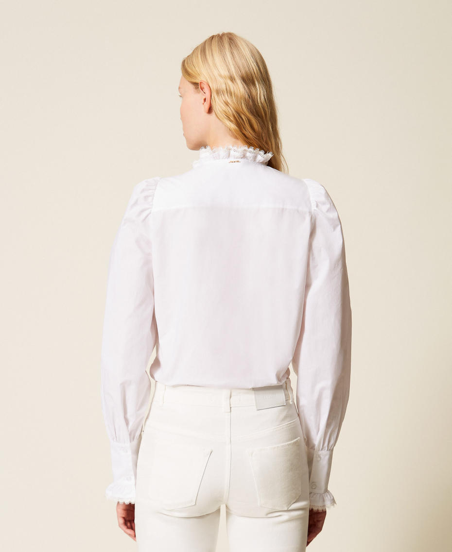 Camicia in popeline con pizzo Bianco Donna 261TP2261_00001_03