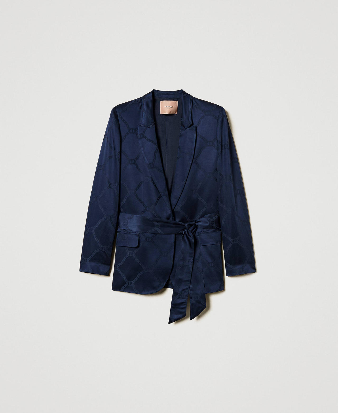 Blazer with jacquard Oval T Indigo Woman 251TP2010_00384_0S