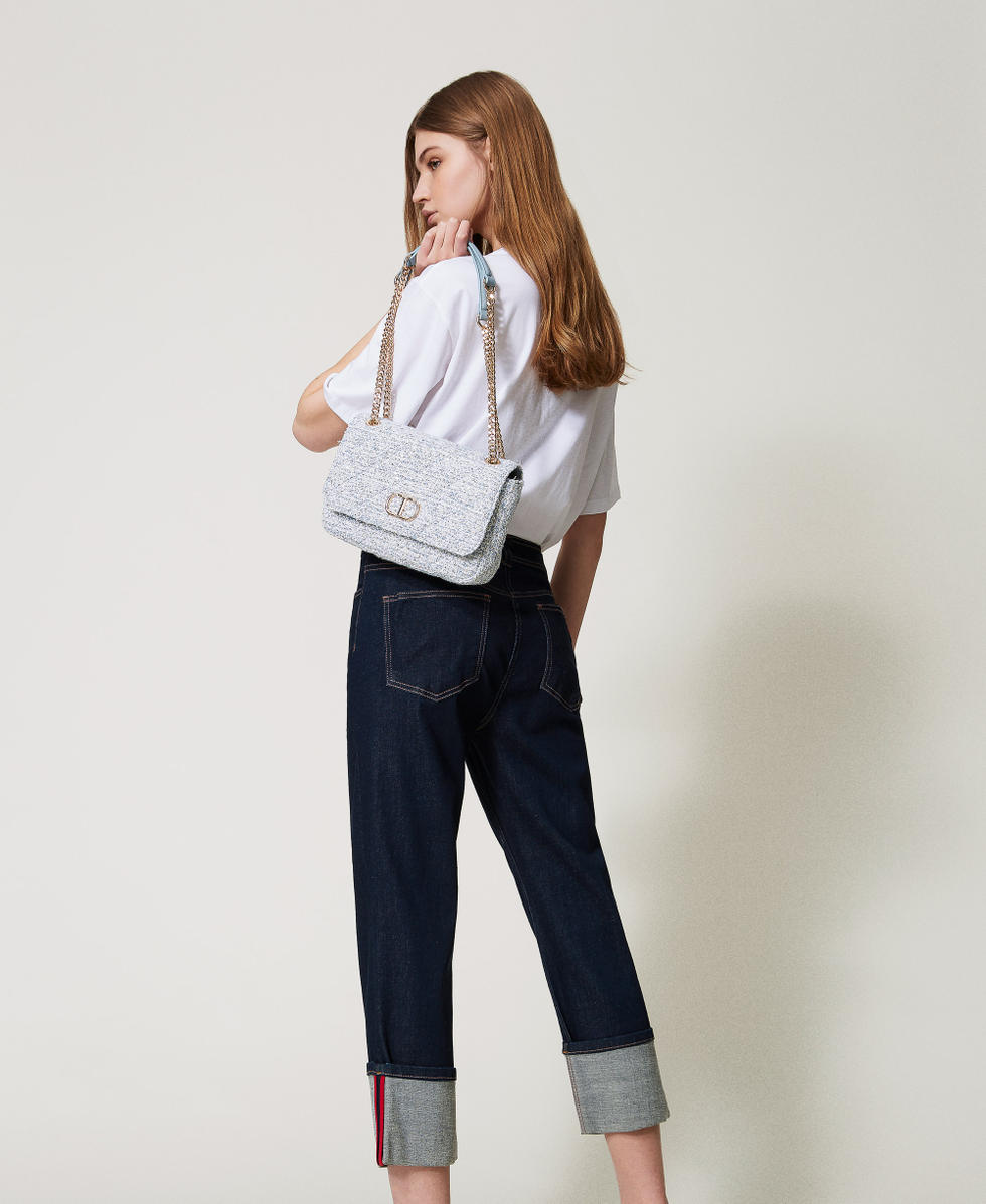 Medium &lsquo;Audrey&rsquo; jacquard shoulder bag Dusty Blue Woman 251TB7480_00485_T0