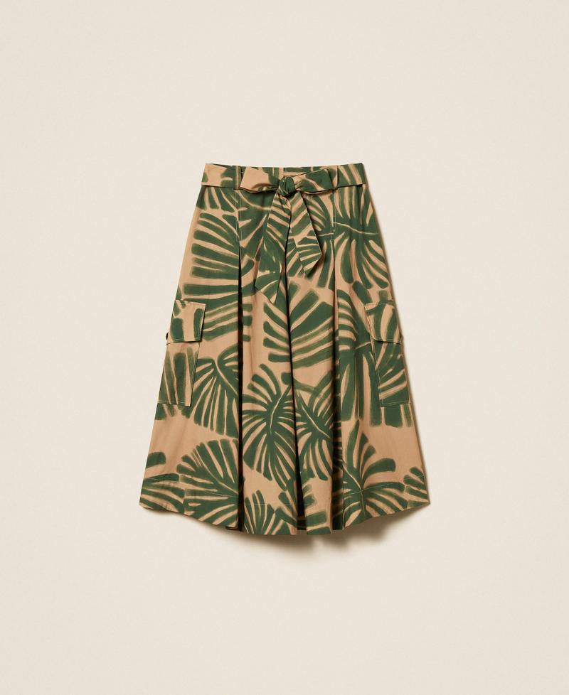Midirock aus Popeline mit Print Jungle-Print Frau 261LL2TBB_13301_S0