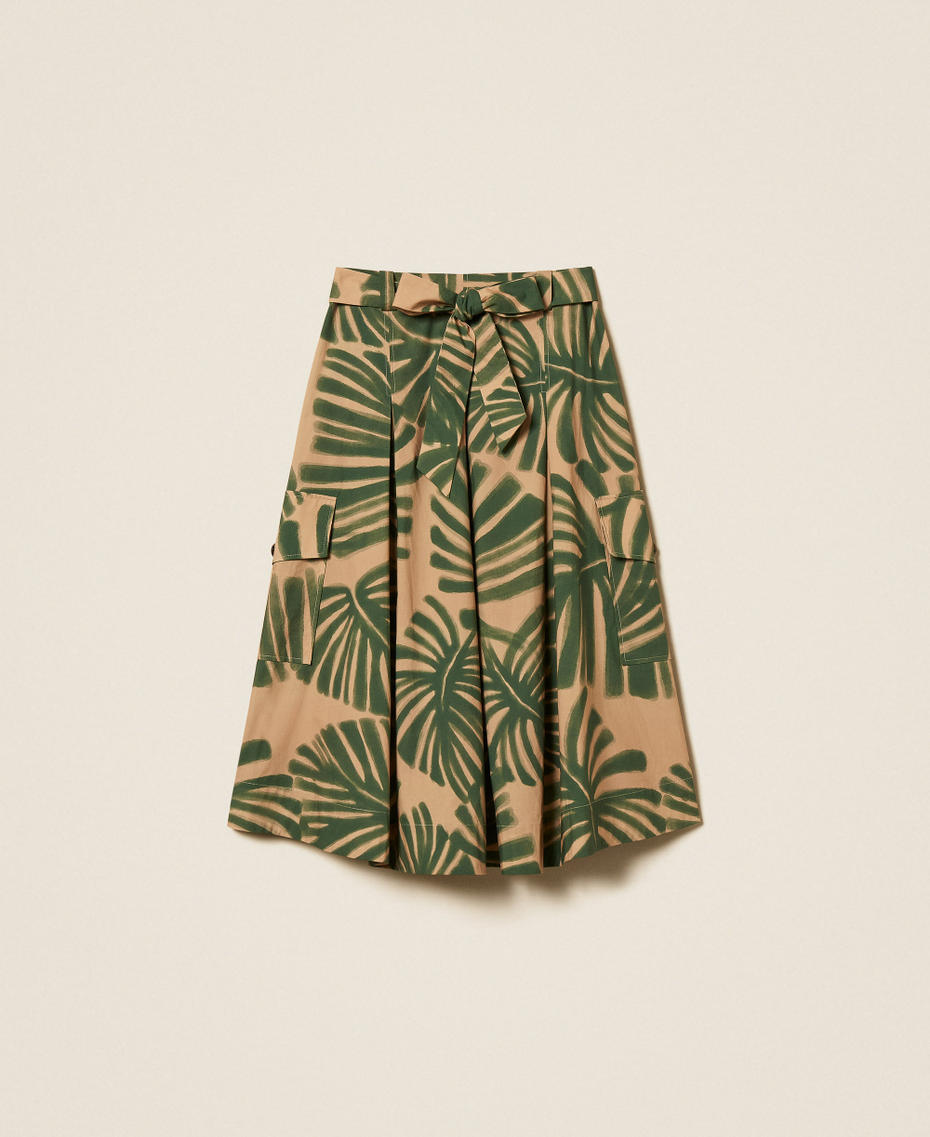 Midirock aus Popeline mit Print Jungle-Print Frau 261LL2TBB_13301_S0