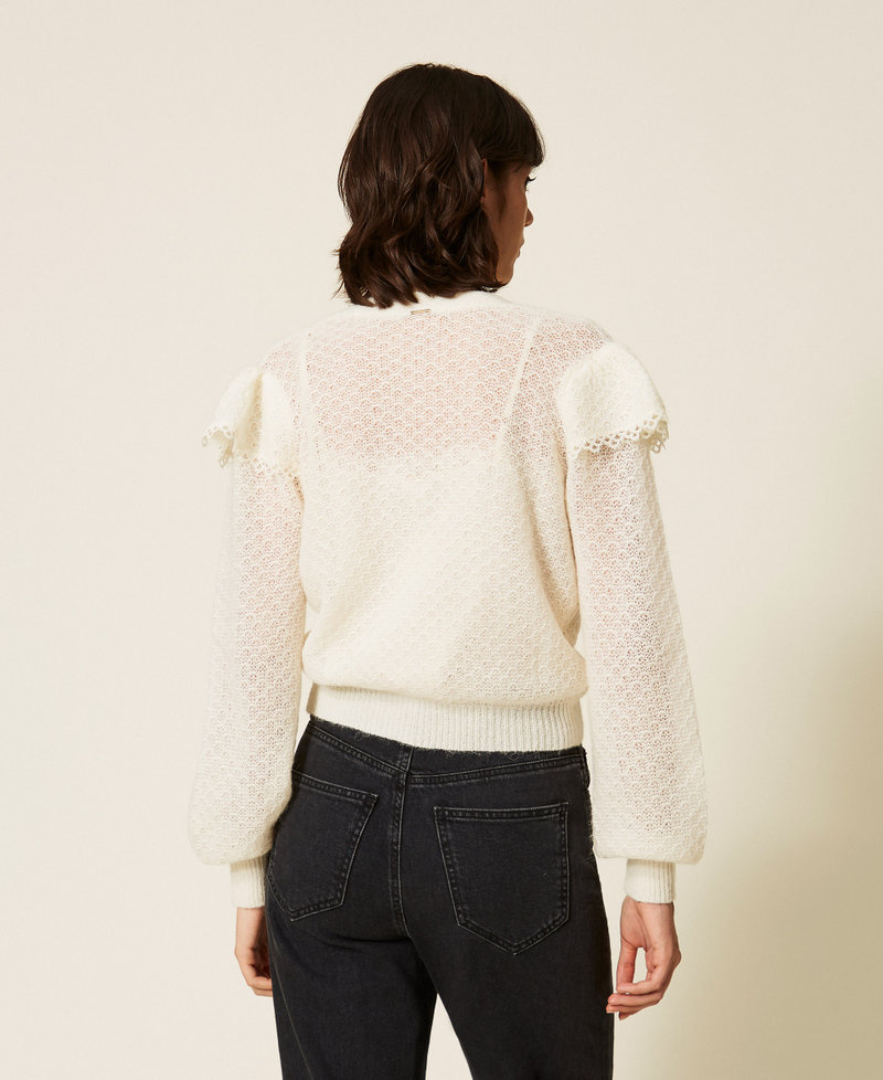 Cardigan en maille avec volants Nacre Femme 262TP3150_00059_04