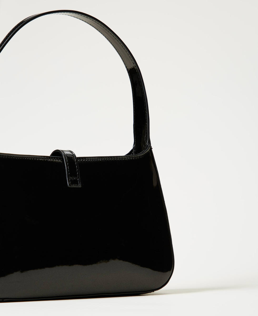 Faux patent leather hobo bag Black Woman 251AA7010_00006_03