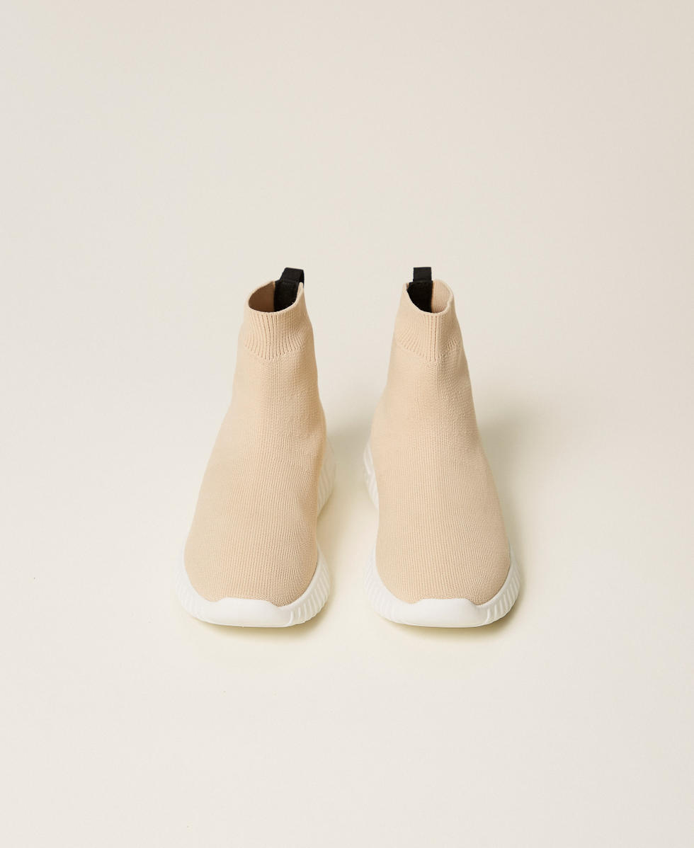Sock trainers with logo Biscuit Beige Girl 252GCJ016_10884_04