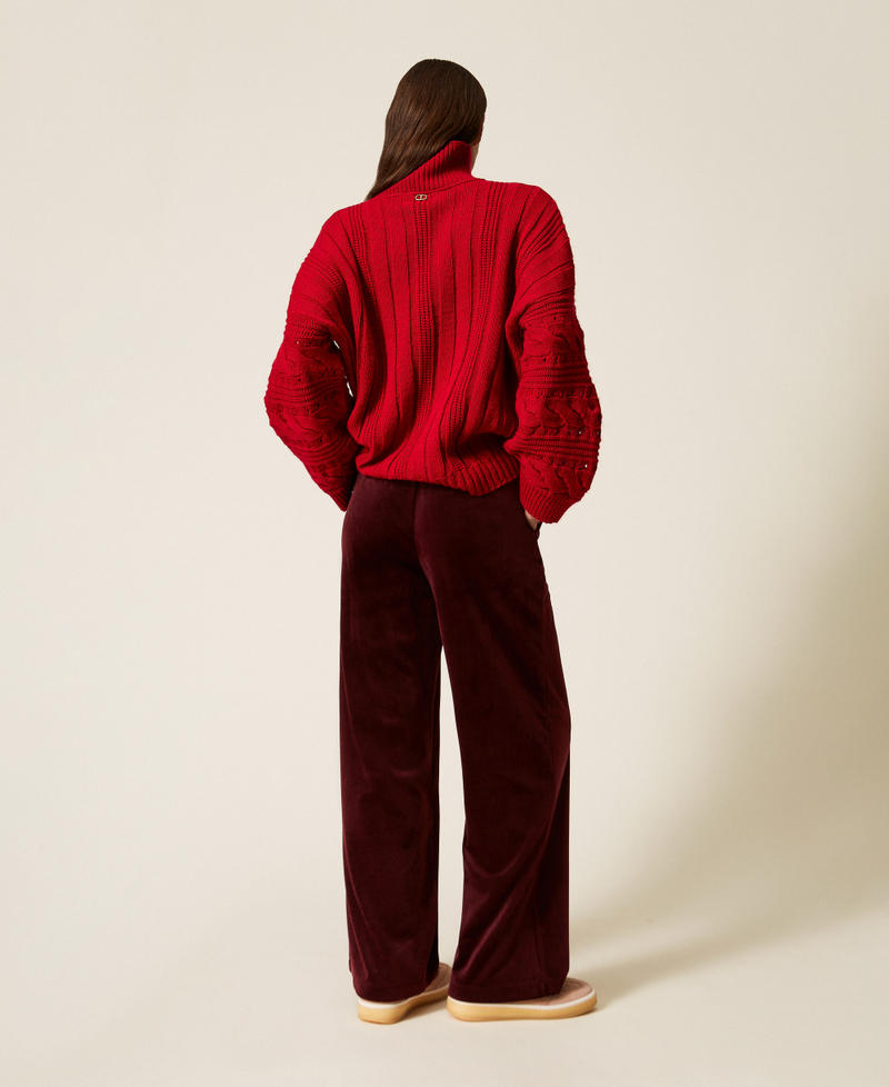 Wide chenille trousers Red Wine Woman 252LL2KEE_12818_03