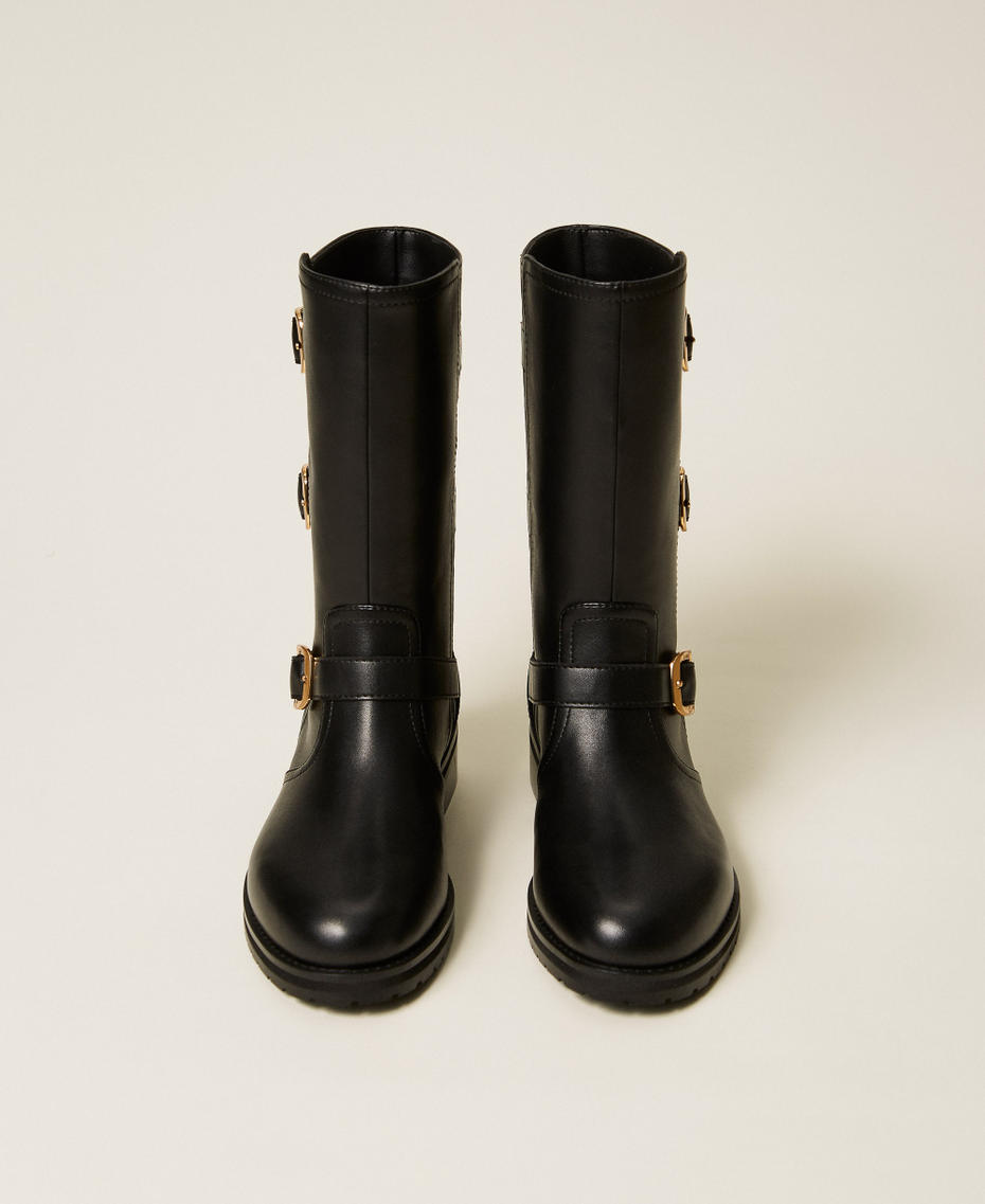 Biker boots with buckles Black Woman 252TCP160_00006_04